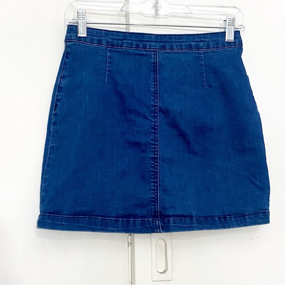 WILD HONEY button front pockets cotton polyester blend denim jean mini skirt S - Picture 2 of 5